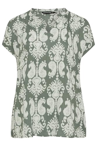 Image of EVANS Curve Abstract Notch Neck Blouse - Women's - Plus Size Curve Green