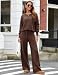 heekpek Zweiteiler Damen Loungewear Set Hausanzug Herbst(Dunkelbraun,L)