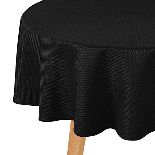 Hiasan Jacquard Textured Round Tablecloth 50 Inch, Black