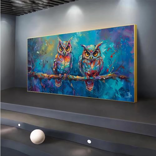 Peinture Diamant Hibou Complet en Cristal Strass pour Salon Lumineux