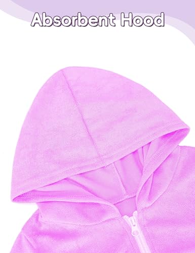 Image of Swim Cover Up Girls Multicolor Short Sleeve Ruffle Bathing Suit Hooded Zip-Up Terry Swimsuit for Toddler Kids