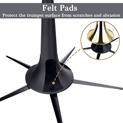 Meperg Trumpet Stand, Trumpet In-Bell 5 Leg Metal Stand, Plastic Trumpet Stand, Flugelhorn Stand, Trombone Stand, Clarinet Stand, Trumbone Stand, Black, 5 Legs #TOP2