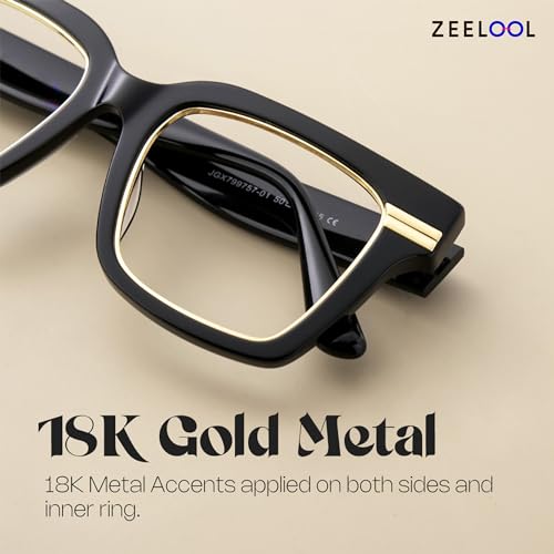 Image of Zeelool Square Blue Light Blocking Glasses for Women, Acetate Personality Fit Glasses Frame Eyegwear with Clear Lenses Taylor ZJGX799757-01B, Black
