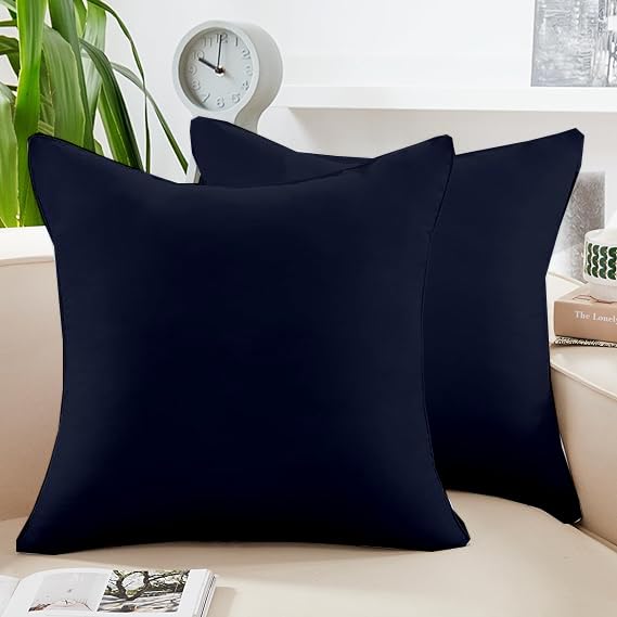 Image of Premium Polyester Fiber Cushion Fillers - Pack of 2 Pcs | 24 x 24 Inches | Navy Blue| Cushions, Sofa Pillow, Cushion for Sofa, Cushion for Bed, Decorative Pillow, Pillow for Support