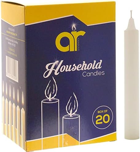 Unscented White Household Candles 11.8cm – Pack of 20 – Shabbos/Shabbat Candles for Emergency, Power Cuts, Home Use, Prayer, Vigil, Church, Decoration, Long Burn & Everyday Use