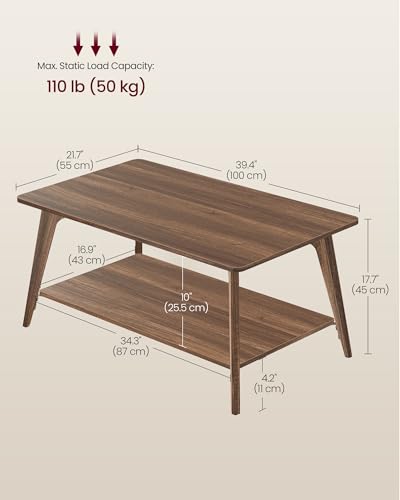 VASAGLE MAEZO Collection - Coffee Table, 2-Tier Center Table with Storage, Tapered Legs, Curved Transitions, 21.7 x 39.4 x 17.7 Inches, Easy to Assemble, for Living Room, Chestnut Brown ULCT249KX01S - Image 4