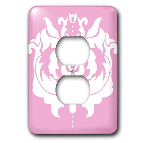 Placa de Interruptor 3dRose lsp_44162_6 Estilo Damasco Rosa 2