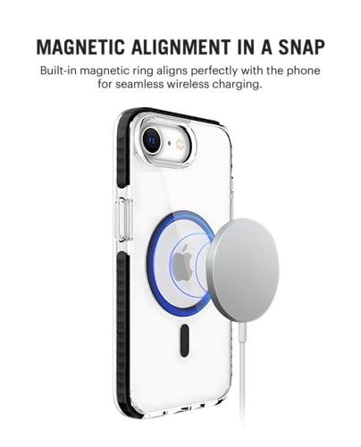 Image of DailyObjects TPU+PC Grey Stride Clear Magnetic Case Cover Compatible with iPhone 16e | Wireless Charging Slim Back Cover | 2 Layer Edge Protection & Shockproof