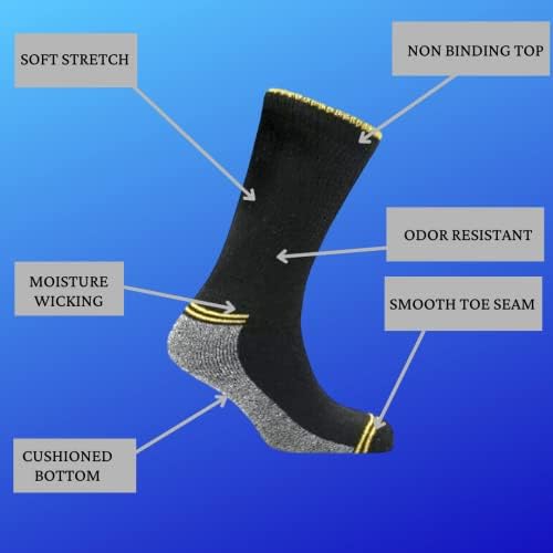 GM Apparel 6 Pairs Mens Diabetic Non Elastic Work Socks - Cushion Reinforced Heel and Toe Moisture control Fibers UK 6-11