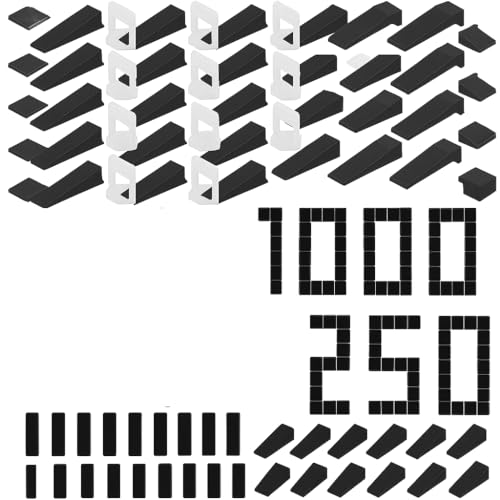 Kit Livellamento Piastrelle 1250 Pezzi - Made in Italy - 250 Cunei e 1000 Distanziatori 1mm - Sistema Autolivellante per Piastrelle da Pavimento e Parete -