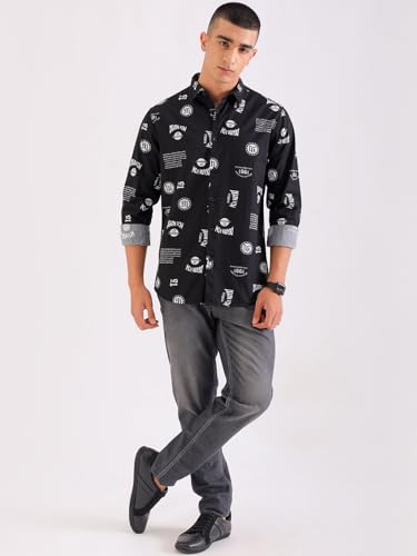 Image of The Indian Garage Co Men Cotton Regular Fit Full Sleeves Spread Collar Casual Shirt