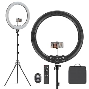 Hagibis 21 inch Ring Light with Stand Outer 55W 5600k Dimmable LED Light, Tripod Stand,and Phone Holder，Remote Controller,Carrying Bag ，CRI 97+ 2540lux, for Streaming Home Office Zoom Call Lighting