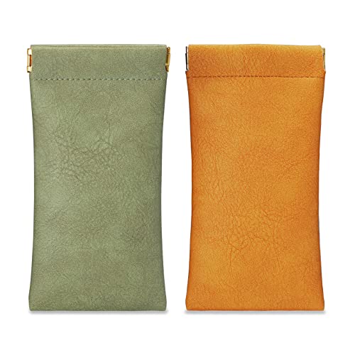molshine 2 uds bolsa de cuero portátil para gafas de sol, estuche suave para gafas, funda para gafas para lectura, gafas de sol pequeñas (Verde&Amarillo) Cover
