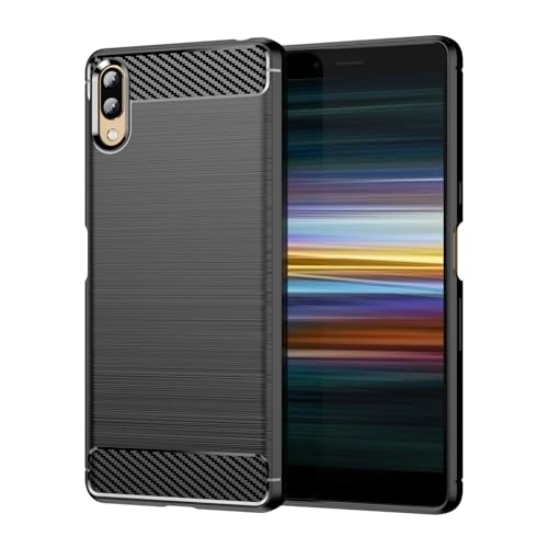 SCL Carcasa para Sony Xperia L3, color negro, con efecto de fibra de carbono, protección de gel, antiarañazos, anticolisión, compatible con Sony Xperia L3