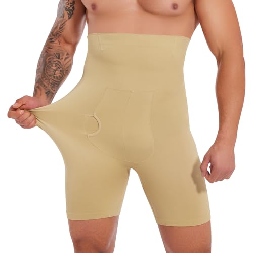 Mens Shapewear Tummy Control Shorts Boxer Briefs Beige