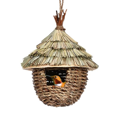 Generisch Nid de paille pour oiseaux - Mangeoire à oiseaux créative faite à la main - Décoration de cour, nids d'oiseaux pour extérieur, maison, terrasse,...