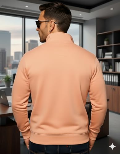 Image of Quarter Zip Pullover Sweatshirt, Classic Long Sleeve Mock Neck, Available in Burgundy, Black, Light Blue