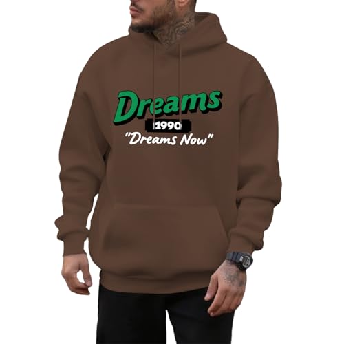 Men's Hoodies Pullover - Letter Print Drawstring Pullover Hoodies,Fashion Sweater Loose Fit Fall Tops