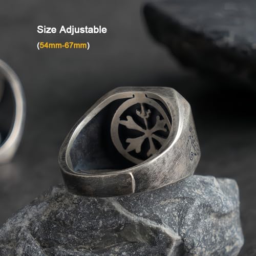 Vintage 925 Sterling Silver Egypt Gods Pharaoh's Guards Anubis Horus Ring Engraved The Eye of Horus and Ankh Cross for Men Women Open Adjustable4