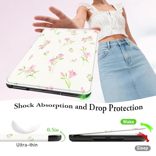 Image of CoBak Lightweight Stand Cute Case for 7 inch Kindle Paperwhite 12th Gen 2024 and Kindle Colorsoft with Right Hand Strap - Compatible with iPhone MagSafe, for Samsung /Anker Wireless Charging Pads