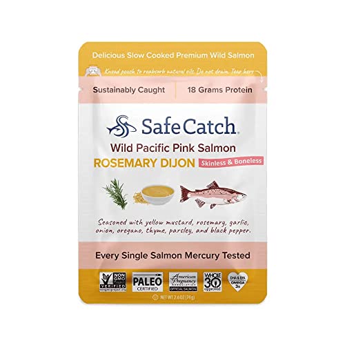 Safe Catch Skinless And Boneless Wild Pacific Pink Salmon Pouch, Rosemary Dijon Seasoned, Mercury Tested, Kosher, 2.6Oz Pouches, Pack Of 12 #TOP1