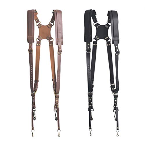 Sahgsa Leder Doppel Shoulder kameragurt, Tragbarer Verstellbarer Kamera Gürtel für Travel Outdoor-Kameragurt – Bild 3