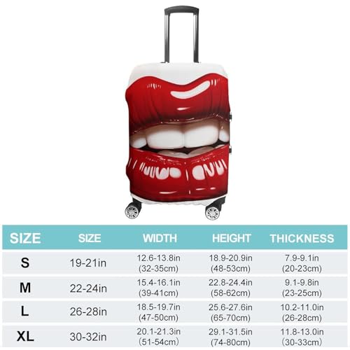 Cute Graphic Red Lips Printed Luggage Cover Protector, Fits 18-32 Inch Luggage2