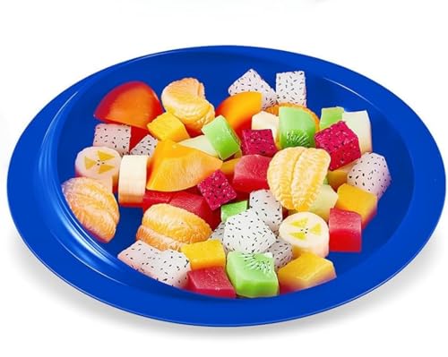 Spill Proof Scoop Plate and Bowl with Suction Base, Suction Cup Bowl, Parkinsons Aids for Living, Adaptive Dinnerware Feeding Aids for Elderly and Disabled (One Plate,Blue)