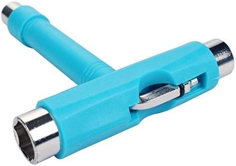 All-In-One T Skate Tools - Multi-function and Portable Tool for Peny Board and Longboard Screwdriver (T-Blue)