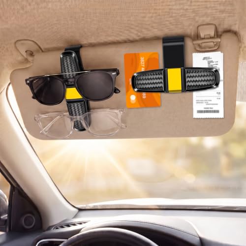 Image of Konohan 8 Pack Sunglasses Visor Clip Holders for Car, Double Glasses Mount Hanger Ticket Card Clip, 180 Degree Rotational Car Visor Accessories for Eyeglasses(Gold)