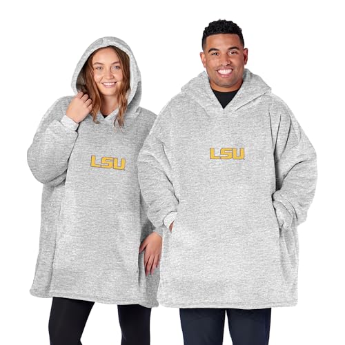 Image of LSU Tigers NCAA Logo Hoodler Oversized Sherpa Sweatshirt – Cozy Fleece Hoodie with Front Pocket & Team Logo, One Size Fits Most Pullover