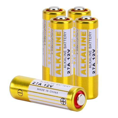kunying A27 27A 12V Alkaline Battery (5-Pack) - 27A Long-Lasting for Garage Door Openers Car Key Fobs Remote Controls & More - Leak-Proof Eco-Friendly Power