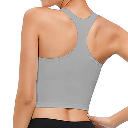 UOTJCNR Women Racerback Sports Bra Padded Seamless Crop Top Yoga Workout Tank top Bra Grey