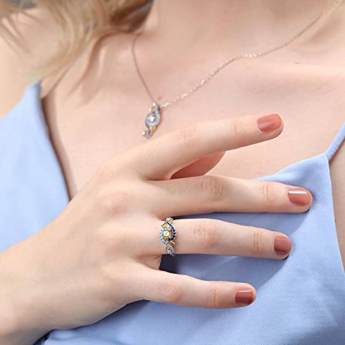 Jeulia Promise Engagement Wedding Ring Set The Starry Night Round Cut Sterling Silver Bridal Ring Fashion Anniversary Valentine's Day for Her With Gift Jewelry Box3