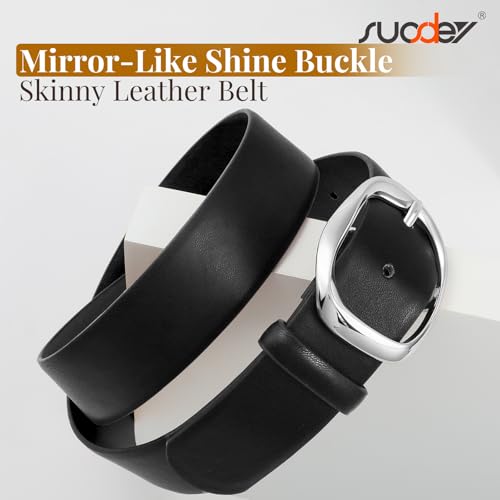 SUOSDEY Leather Belts for Women, Ladies Waist Belt with Liquid Shape Buckle for Jeans Pants Dresses,1.4" width2