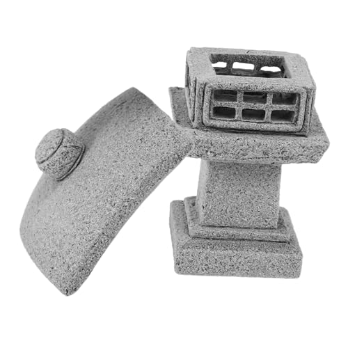 Amosfun Mini Estatua de Piedra con Forma de Farol Japonés para Decoración de Jardín Zen Adorno de Pabellón para El Hogar Y El Exterior