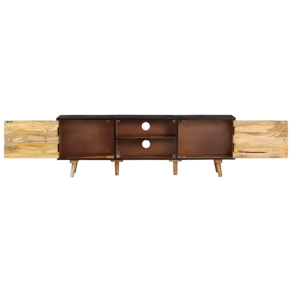 Mobile per TV in legno di mango grezzo e legno di acacia massiccio, 140 x 30 x 46 cm, credenza con cassetto e scomparto, mobile per soggiorno