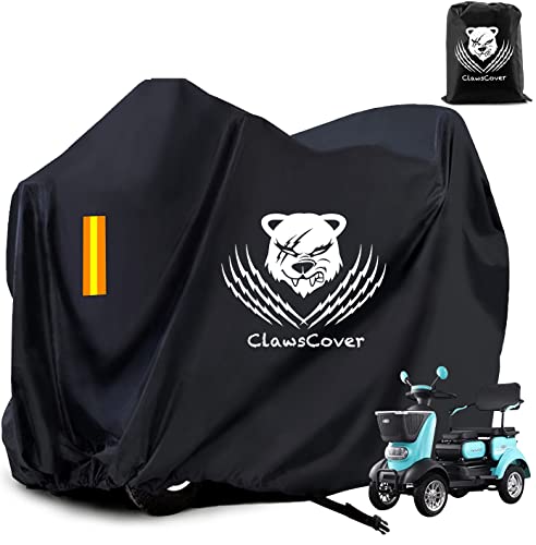 Clawscover Mobility Scooter Storage Cover,Waterproof Outdoor Scooter Handicap Electric Wheelchair Covers,Heavy Duty All Weather Fadeless 420D Polyester Cloth,With Storage Bag-68 Lx26 Wx46 H #TOP7