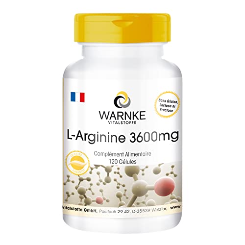 L-Arginine 3600 mg - 120 gélules - vegan | Warnke Vitalstoffe - Qualité des pharmacies allemandes