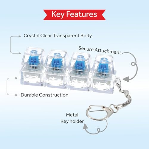 Image of SUHAAVANATransparent Mechanical Switch Fidget Keychain for Stress Relief | Clicky Desk Toy for Adults | Portable EDC Keyring Gadget for Office, Travel & Daily Use with Fun Toys for Decompression