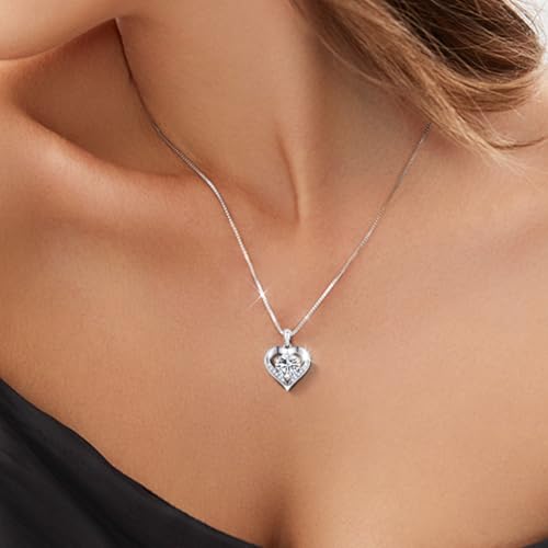 Moissanite Heart Necklace for Women, with Luxury Gift Box, High-Purity D-F Color, Diamond-Level Shiny, Brings Confidence, Radiance, Good Luck & Calm, Gift for Wife or Mom2