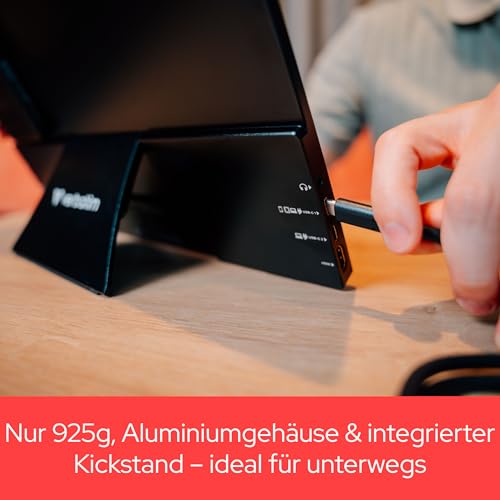 Verbatim PMT-13, Portable Touchscreen Monitor 13,3 aus Aluminium mit Powerbank 5000mAh, mobiler Full HD Bildschirm für Laptop, Tablet, Smartphone, PS5, Nintendo Switch mit USB-C sowie HDMI-Anschluss
