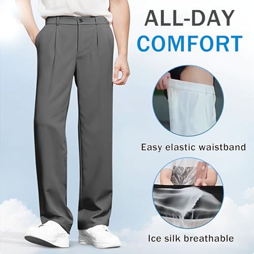 2025 New Fleurosta Stretch Waist Ice Silk Pants,Ultra Stretch Ice Silk Comfort Everyday Pants,All-Day Comfort4