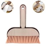 Defrko Mini Dustpan Brush Set- Handheld Broom Dust Pans with Brush, Portable Compact Cleaning Brush and Dustpan Combo, for Clean Kitchens, Floors, Tables, Animal Cages, Pink