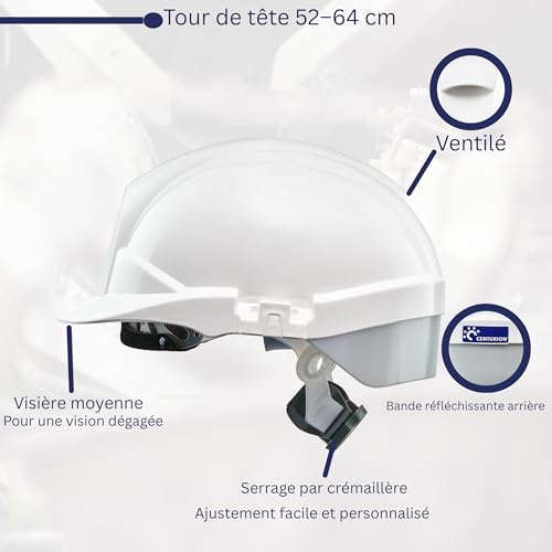 Casco Centurion Reflex ventilado con trinquete de rueda plateada blanca 6