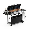 Garvee 4 Burner Propane Gas Griddle with Removable Cart – Convertible Flat Top Grill with Hood, 32,000 BTU Portable Griddle for Camping, Tailgating, Backyard – Black
