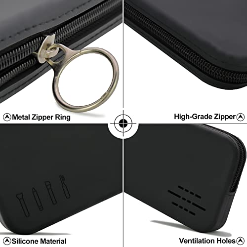 Image of ozner Large Travel Makeup Brush Holder, Silicone Makeup Brush Holder Zipper Bag, Toiletry Storage Box, Soft and Smooth Travel Makeup Tool Organizer(Black), Black, Fashionable Cosmetic Brush Bag