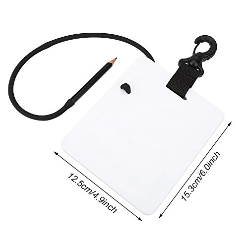 Diving Writing Slate Board, Diving Dive Writing Slate Portable Sports Diving Board with Swivel Clip and Graphite Pencil for Diving Swimming Accessory