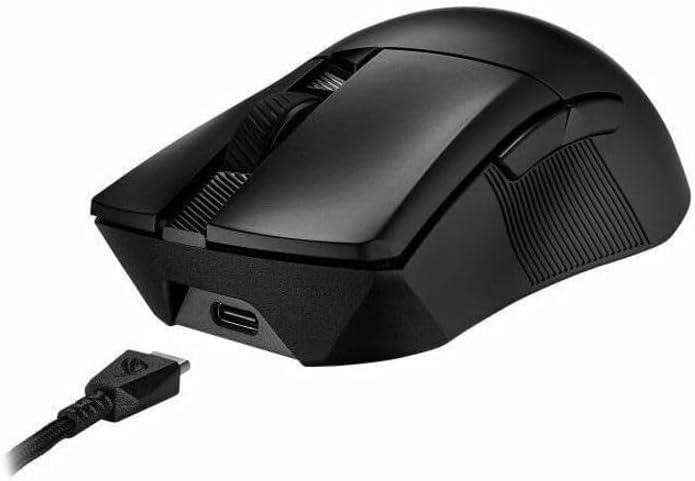 ASUS ROG Gladius III Wireless Aimpoint Gaming Mouse connected via USB cable