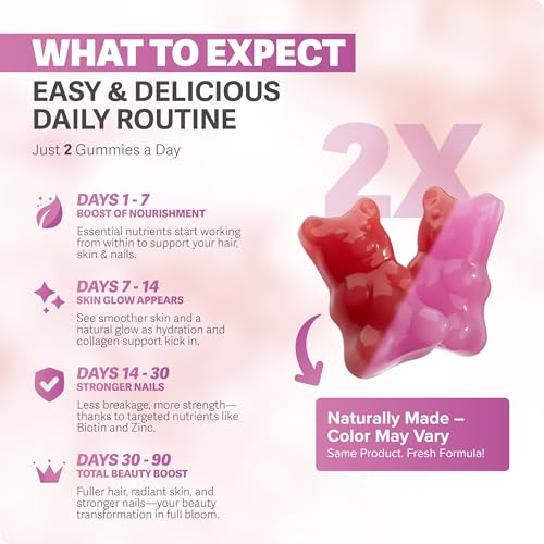 Image of Rosabella Hair Growth Gummies for Women & Men - Vegan Hair Gummies with 5000mcg Biotin - Hair Vitamins for Strong, Healthy-Looking Hair - Gummy Biotin Supplement (60 Count (Pack of 3))